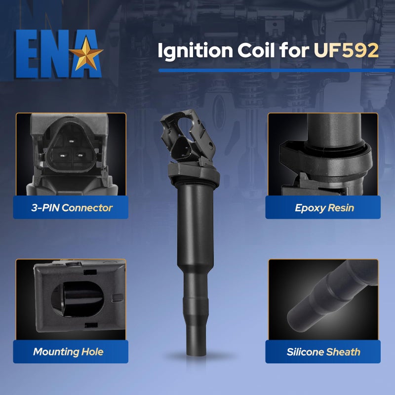 ENA Set of 8 Ignition Coil Pack Compatible with BMW 128i 135i 335i 325i 328i 330i M5 M6 525xi 528i 550i 750i N54 X3 X5 X6 Z4 4.4L 4.8L Replacement for UF592 C1638 12137594937 12137562744 12137571643 - Image 4